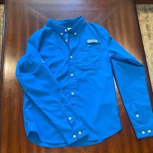 Columbia Boy’s Blue Fishing Button-Down Shirt